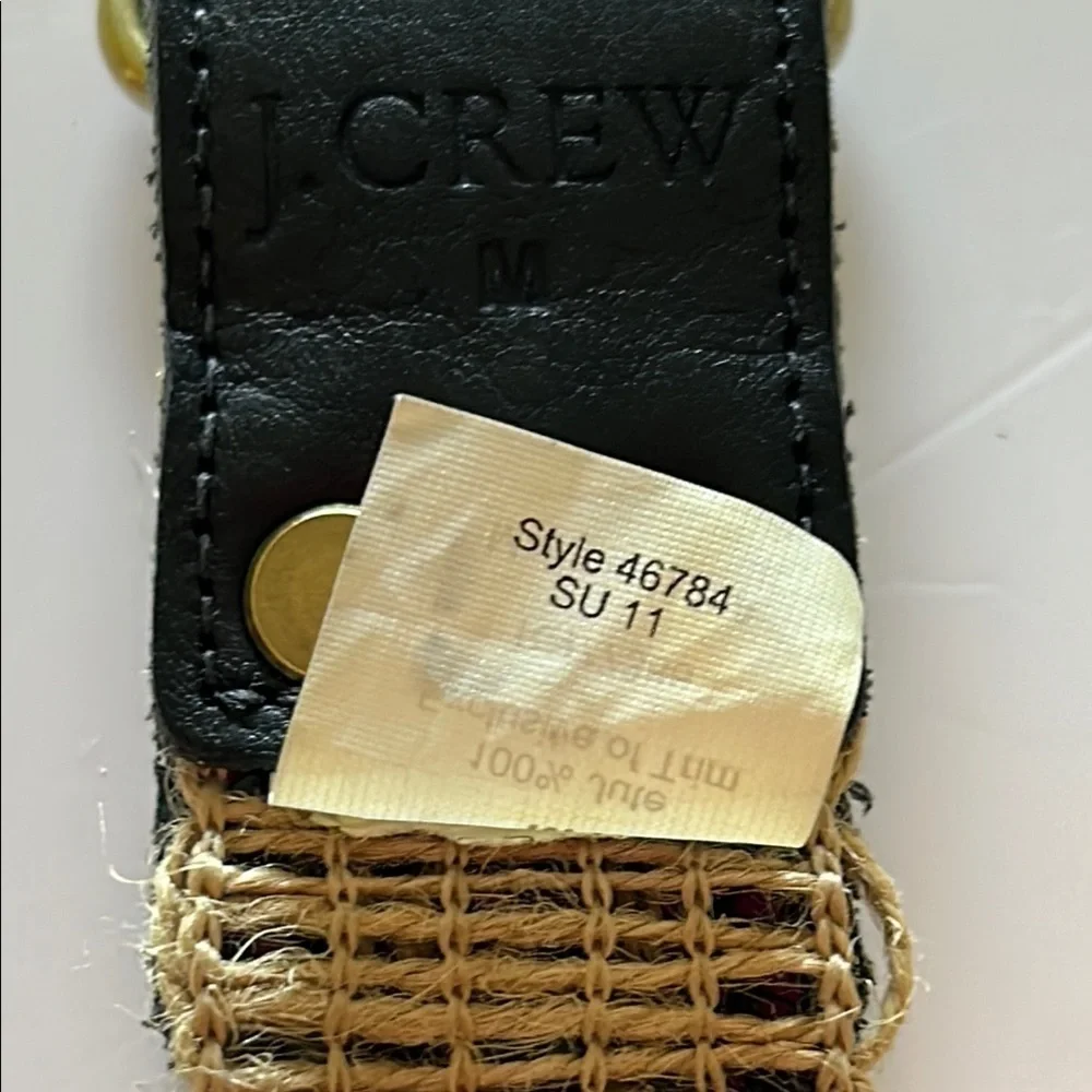 J Crew Jute & Leather Belt Sequin Accents Brass Hardware - Size MEDIUM - Picture 7 of 12
